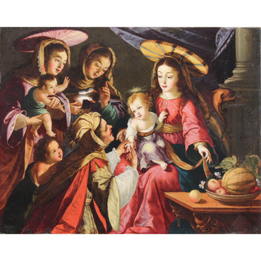Josefa de Óbidos (de Ayala) (Sevilla 1630 - 1684 Óbidos), "Anbetung des Kindes“, 1667, 23 x 29 cm,	Erlös: 266.000,-