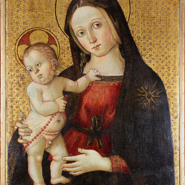 Maestro della Madonna di Orte (um 1490 - 1520), "Madonna mit Kind", 47 x 35 cm, Erlös: 42.000,-
