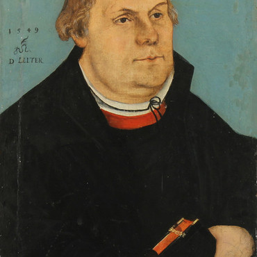 Lucas Cranach d.J. (Wittenberg 1515 - 1586 ebda.)/Werkstatt, "Bildnis Martin Luthers", 1549, 36 x 23 cm, Erlös: 49.500,-